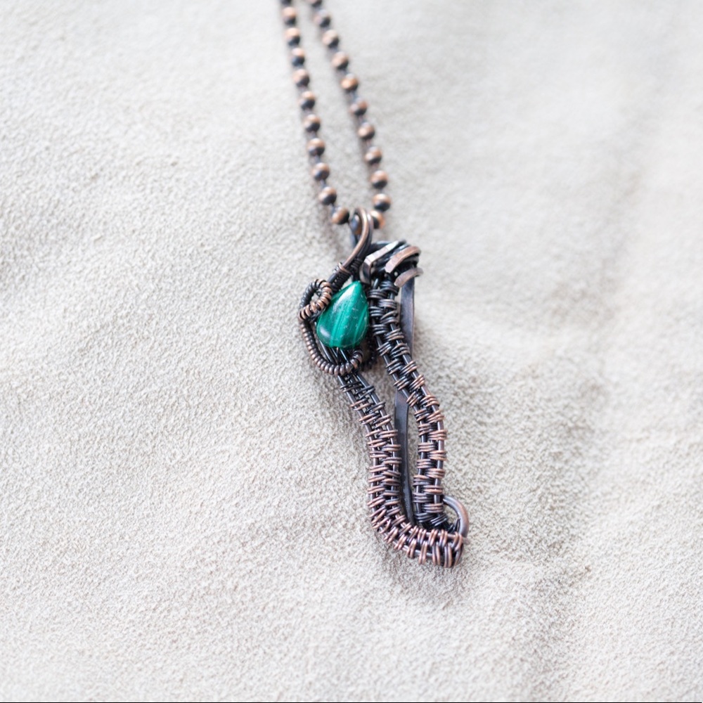 Pendant | Malachite | Copper | Wire Wrap necklace